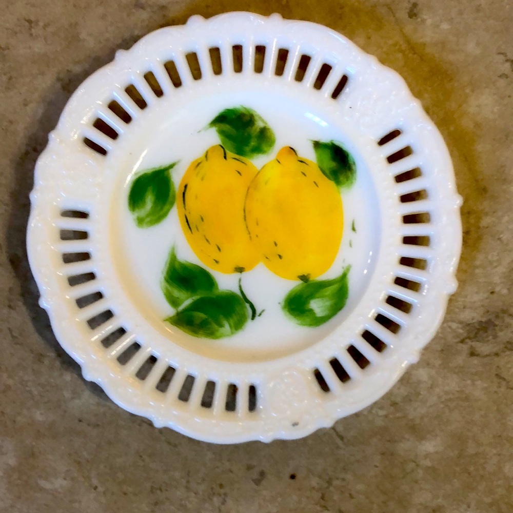 Milk glass decor plates